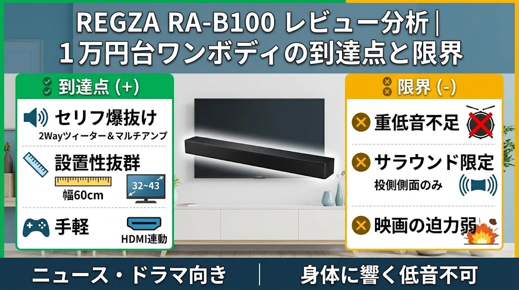 REGZA RA-B100 レビュー分析｜1万円台ワンボディの到達点と限界